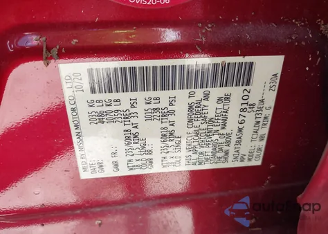 2021 Nissan Rogue Sv Fwd из США, поврежденный, VIN 5N1AT3BA5MC678102